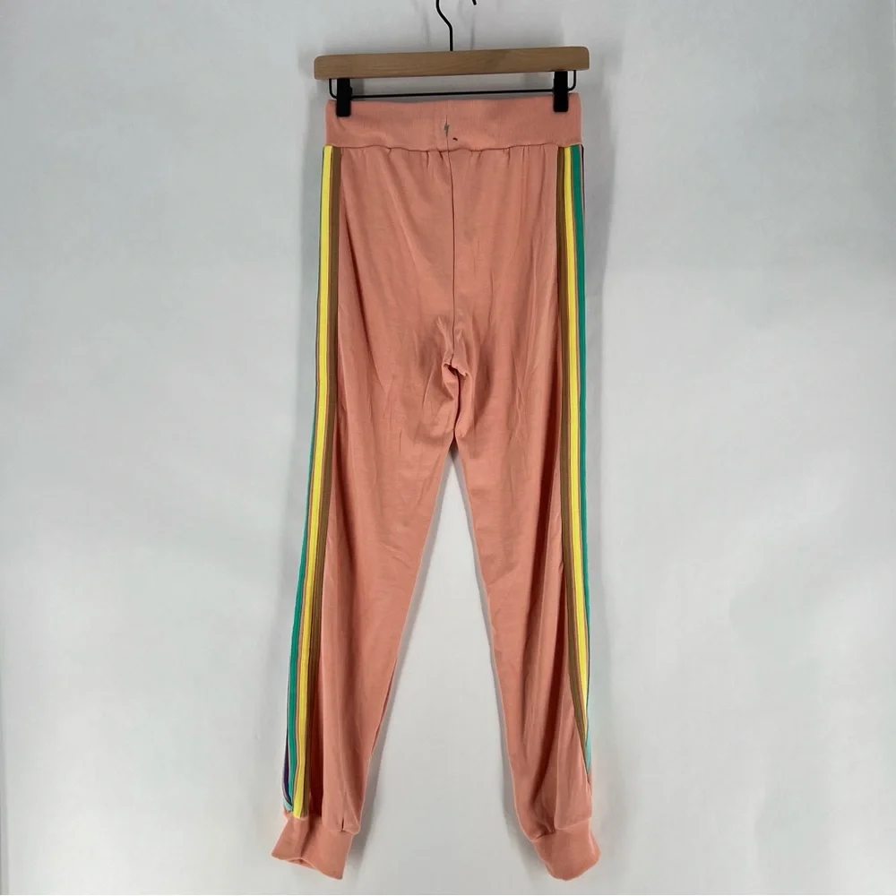 Electric Yoga Sundrop Jogger Pants Womens‎ Size S Pink Rainbow Side Stripes